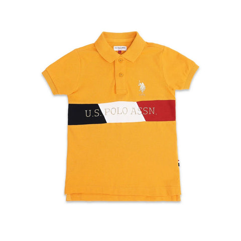 Orange Regular Fit Printed Polo T-Shirt