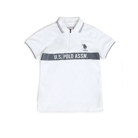 White U.S.Polo Printed Regular Fit Polo T-Shirt