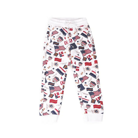 White All Over Printed Regular Fit Joggers