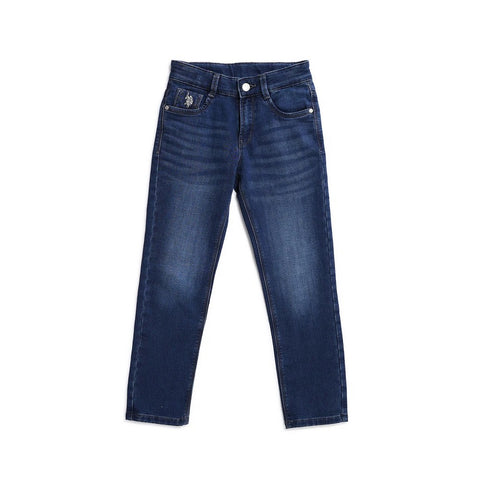 Blue Slim fit Whiskered Denim Jeans