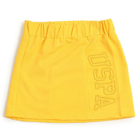 Yellow Cotton Printed Skorts