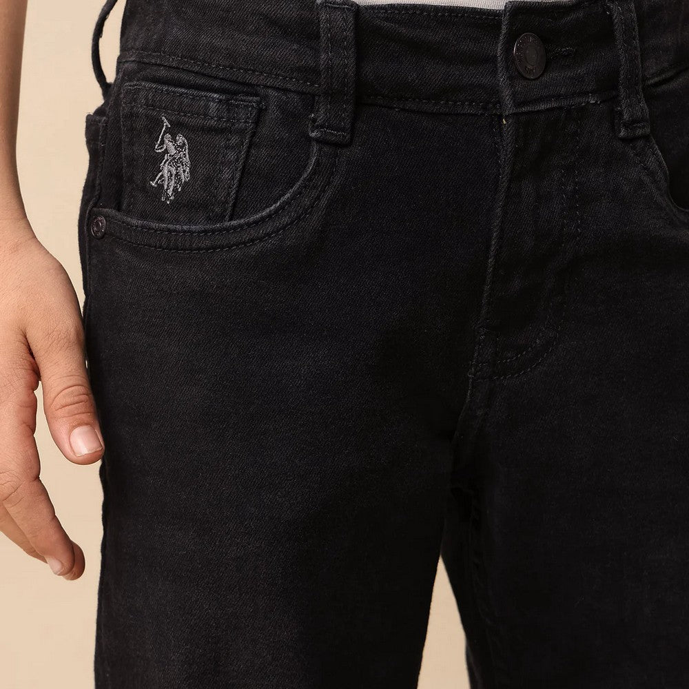 Black Stone Washed Relaxed Fit Jeans