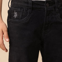 Load image into Gallery viewer, Black Stone Washed Relaxed Fit Jeans
