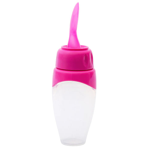 Pink Non Spill Silicone Soft Squeeze Food Feeder