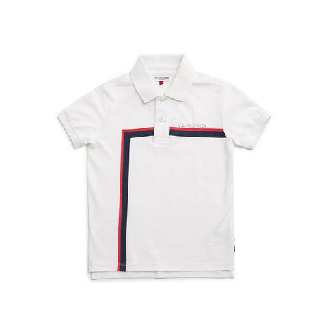 White Regular Fit Striped Polo T-Shirt