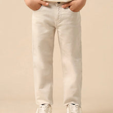 Load image into Gallery viewer, Beige Mid Rise Relaxed Fit Jeans
