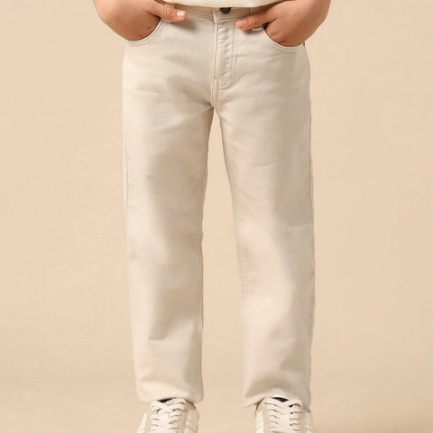 Beige Mid Rise Relaxed Fit Jeans