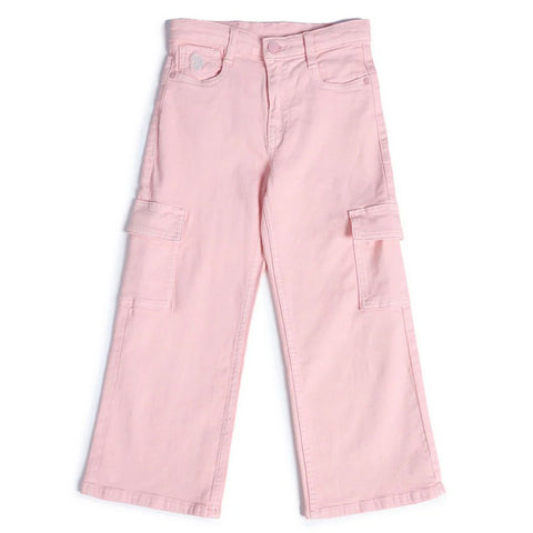 Pink Mid Rise Cargo Jeans