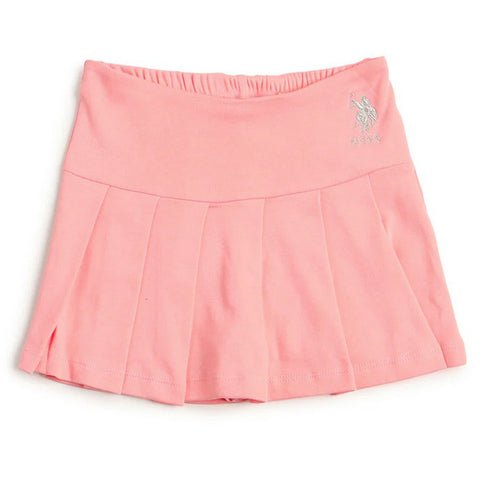 Pink Cotton Pleated Skorts