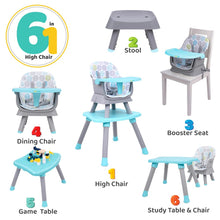 Load image into Gallery viewer, Grey 6 In 1 Multifunction Baby High Chair
