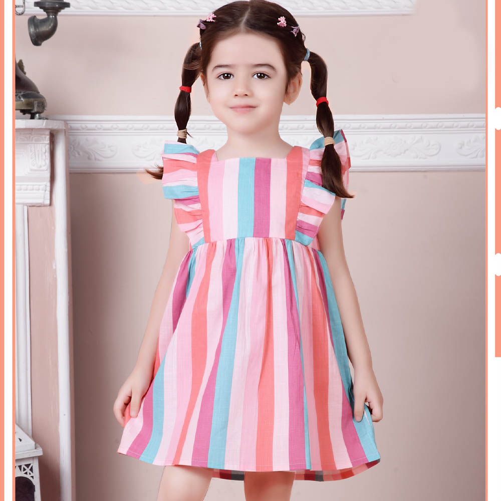 Colorful Striped Cotton Frock