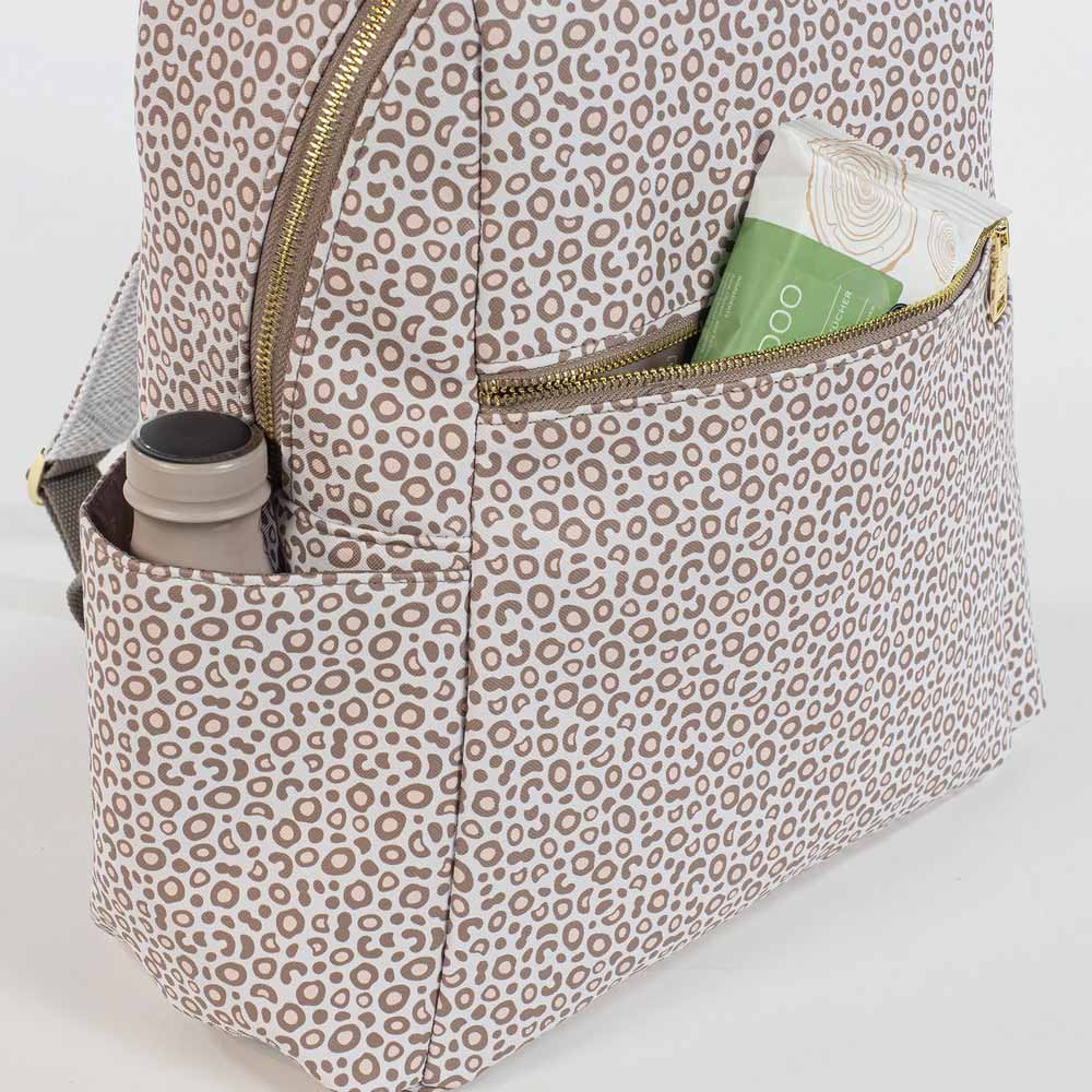 Brown Animal Printed Backpack Diaper Changing Bag