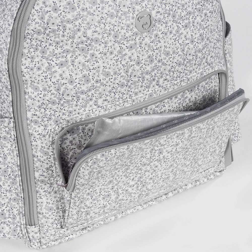 Grey Flower Mellow Backpack Diaper Changing Bag