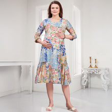 Load image into Gallery viewer, Beige Floral Printed Nursing Maternity Dress
