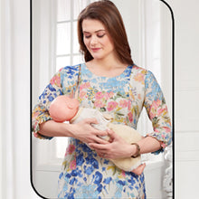 Load image into Gallery viewer, Beige Floral Printed Nursing Maternity Dress
