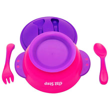 Load image into Gallery viewer, Purple Feeding Bowl With Cutlery
