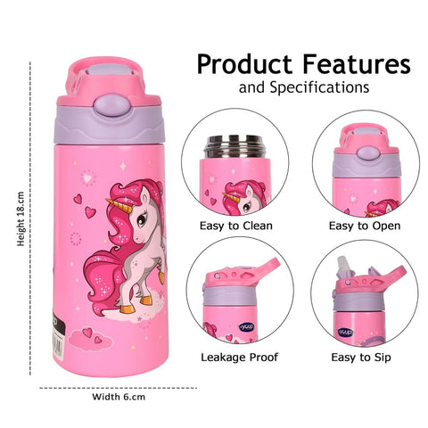 Pink Stainless Steel Insulated Sipper Bottle Tinkler - 400 ml