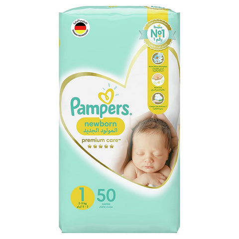 Size 1 Pampers Premium Care Diaper - 50 Pants (2-5kg)