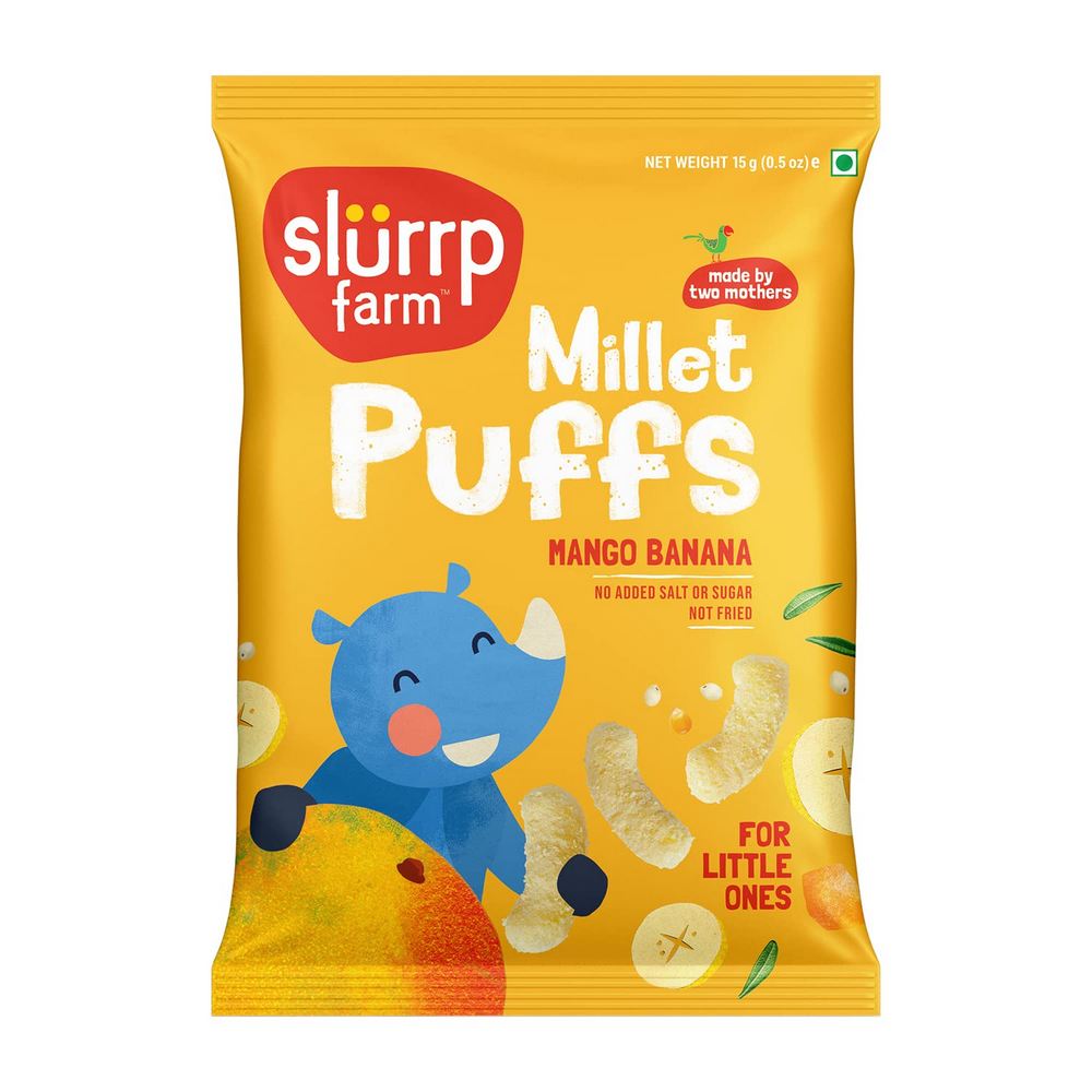 Mango & Banana Flavor Teething Millet Puffs - 15gm