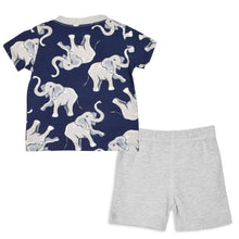 Load image into Gallery viewer, Animal Applique T-Shirt With Shorts- White &amp; Blue
