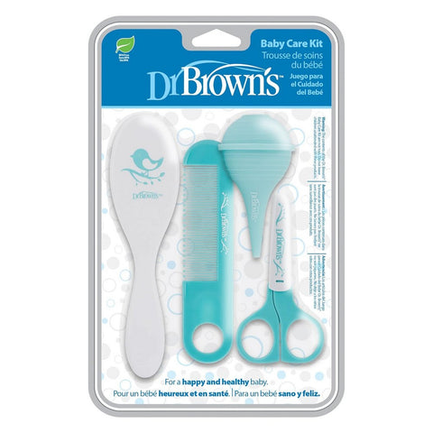 Green Baby Care Kit With Soft Bristle Brush, Gentle Comb, Nasal Aspirator & Scissors