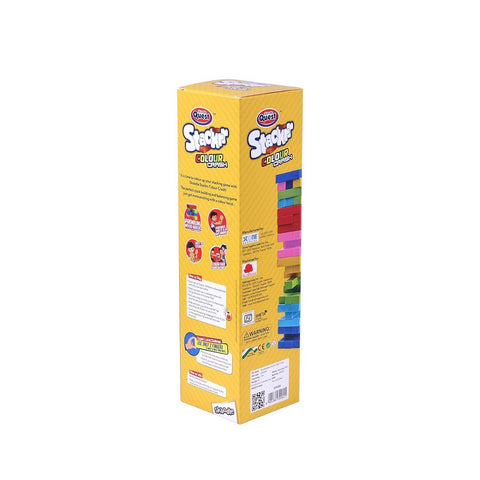 Quest Stackrr Colour Crash Tumbling Tower Game With 54 Precision Wooden Blocks