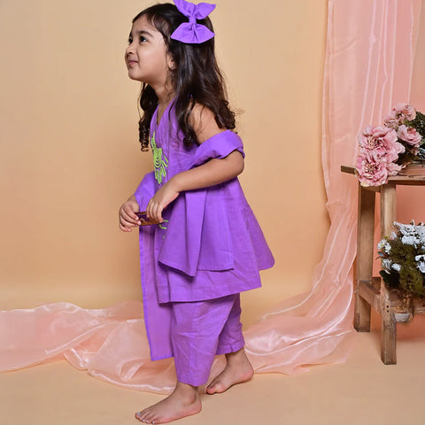 Purple Sleeveless Top With Pant & Dupatta