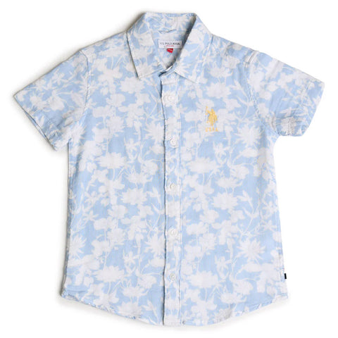 Blue Floral Printed Half Sleeves Shirt