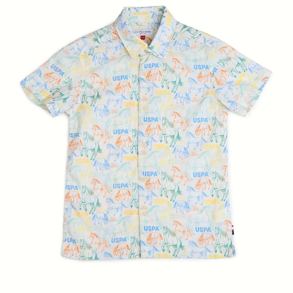 White Horse Printed Pure Cotton Shirt