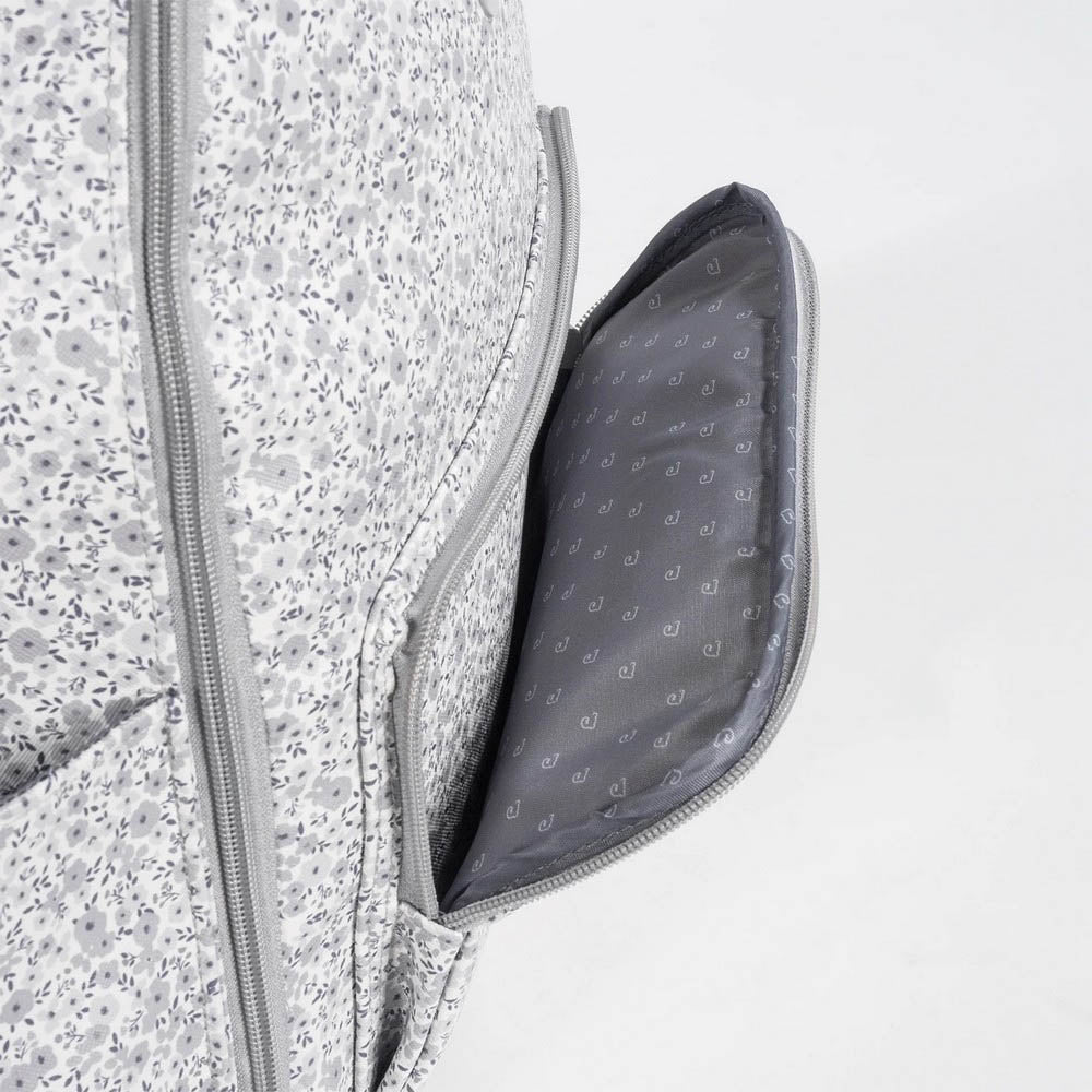 Grey Flower Mellow Backpack Diaper Changing Bag