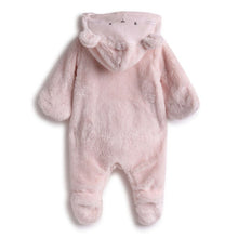 Load image into Gallery viewer, Pink Hooded Footsie With Folded Mittens
