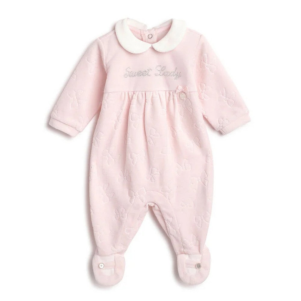 Pink Full Sleeves Applique Footsie