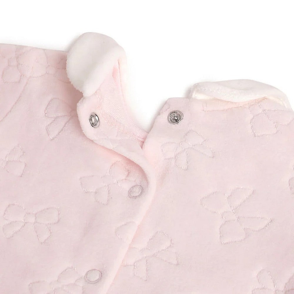 Pink Full Sleeves Applique Footsie