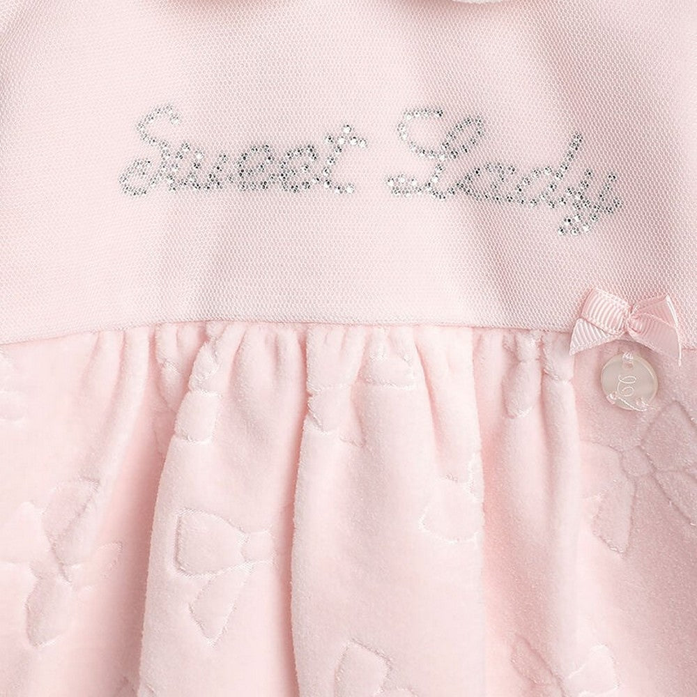 Pink Full Sleeves Applique Footsie