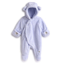 Load image into Gallery viewer, Blue Hooded Footsie With Folded Mittens
