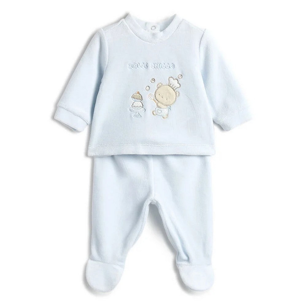 Blue Applique Full Sleeves Set