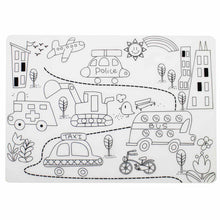 Load image into Gallery viewer, White Silicone Coloring Placemat The Street Scenary Print
