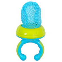 Load image into Gallery viewer, Blue Fruit And Food Nibbler 2 In 1 With Mesh And Silicone Sac
