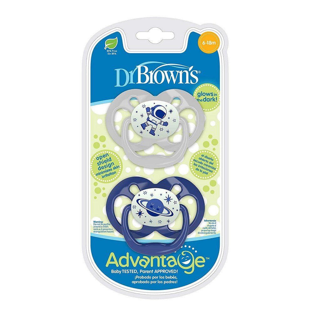 Advantage Pacifiers Stage 2 Glow in the Dark -Pack of 2