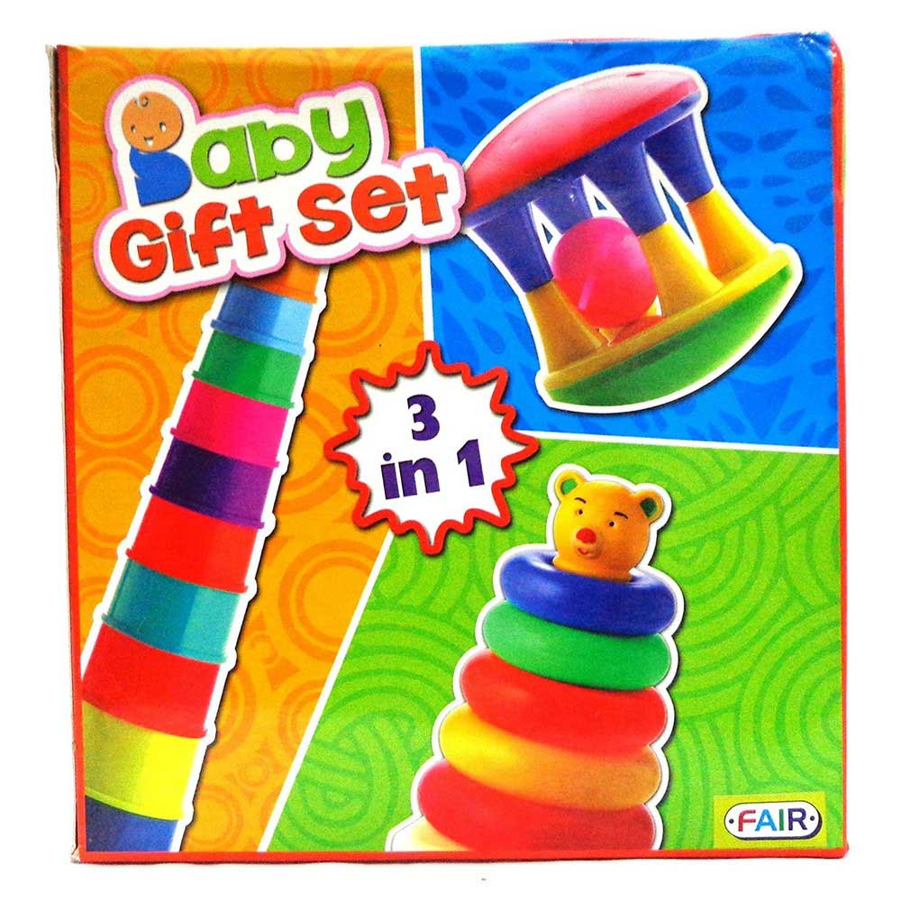 3 In 1 Stacking Cups And Teddy Rings Baby Gift Set