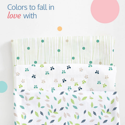 Bamboo Cotton Muslin Baby Swaddles Set- Pack Of 3