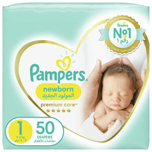 Load image into Gallery viewer, Size 1x50 Pampers Premium Care Diaper
