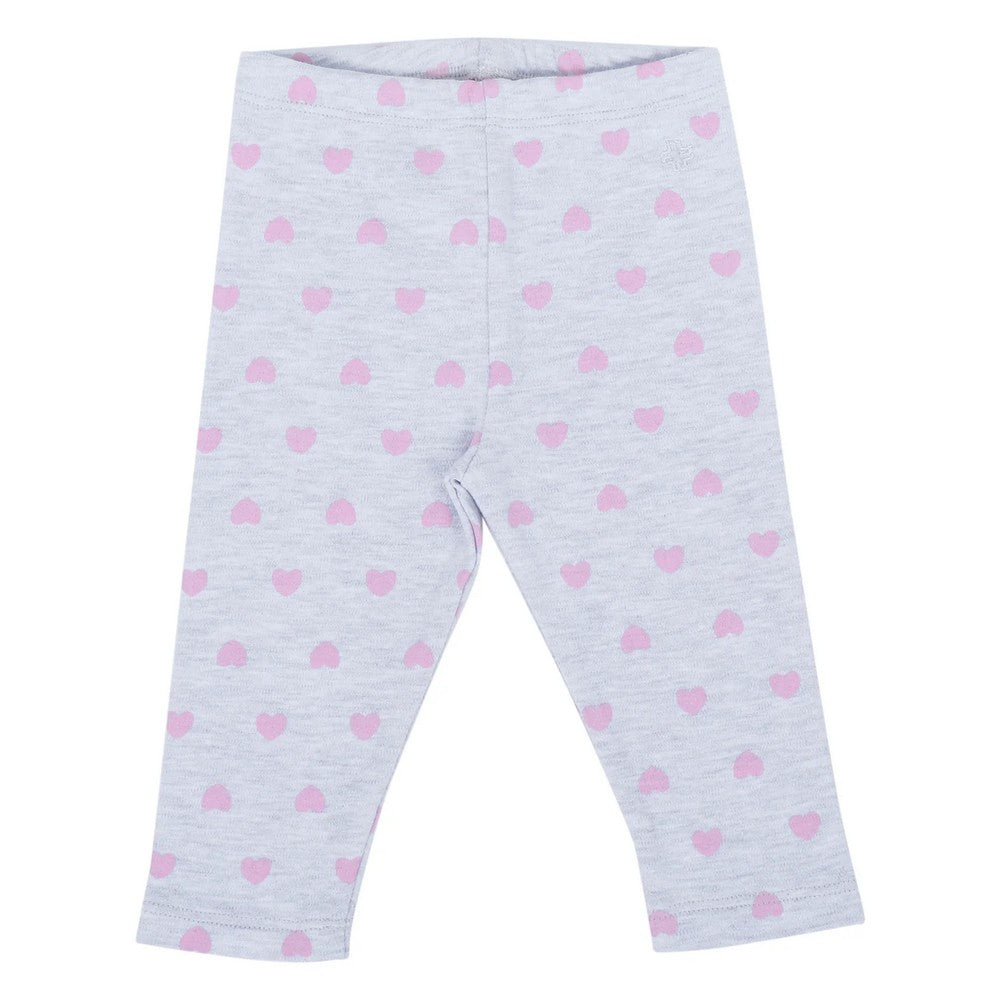 Cotton Printed Leggings- Grey, Pink & Yellow