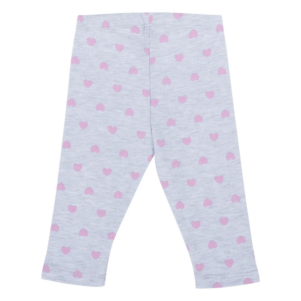 Cotton Printed Leggings- Grey, Pink & Yellow