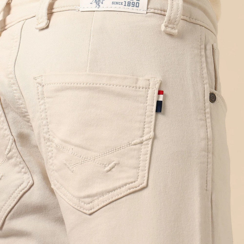 Beige Mid Rise Relaxed Fit Jeans
