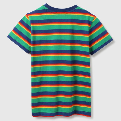 Green Regular Fit Round Neck Striped T-Shirt