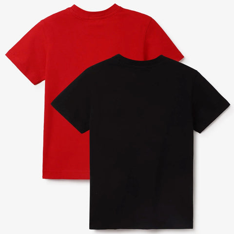 Red & Black Regular Fit T-Shirt- Pack Of 2