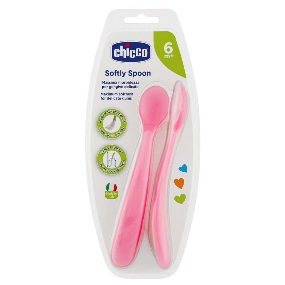 Chicco Soft Silicone Spoon Pack Of 2 - Pink