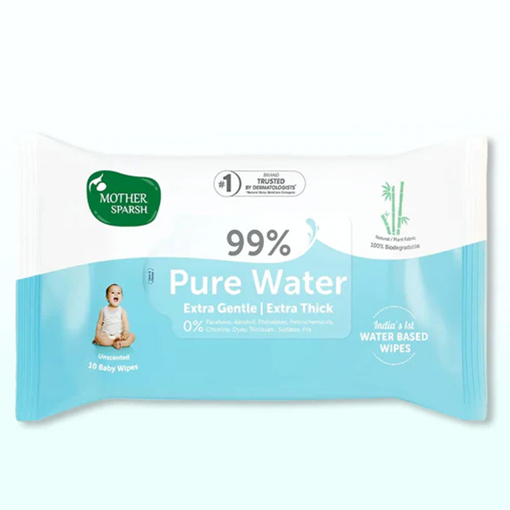 Pure Water Unscented Baby Wipes With Medical Grade Fabric For Sensitive Skin (10 Pcs)