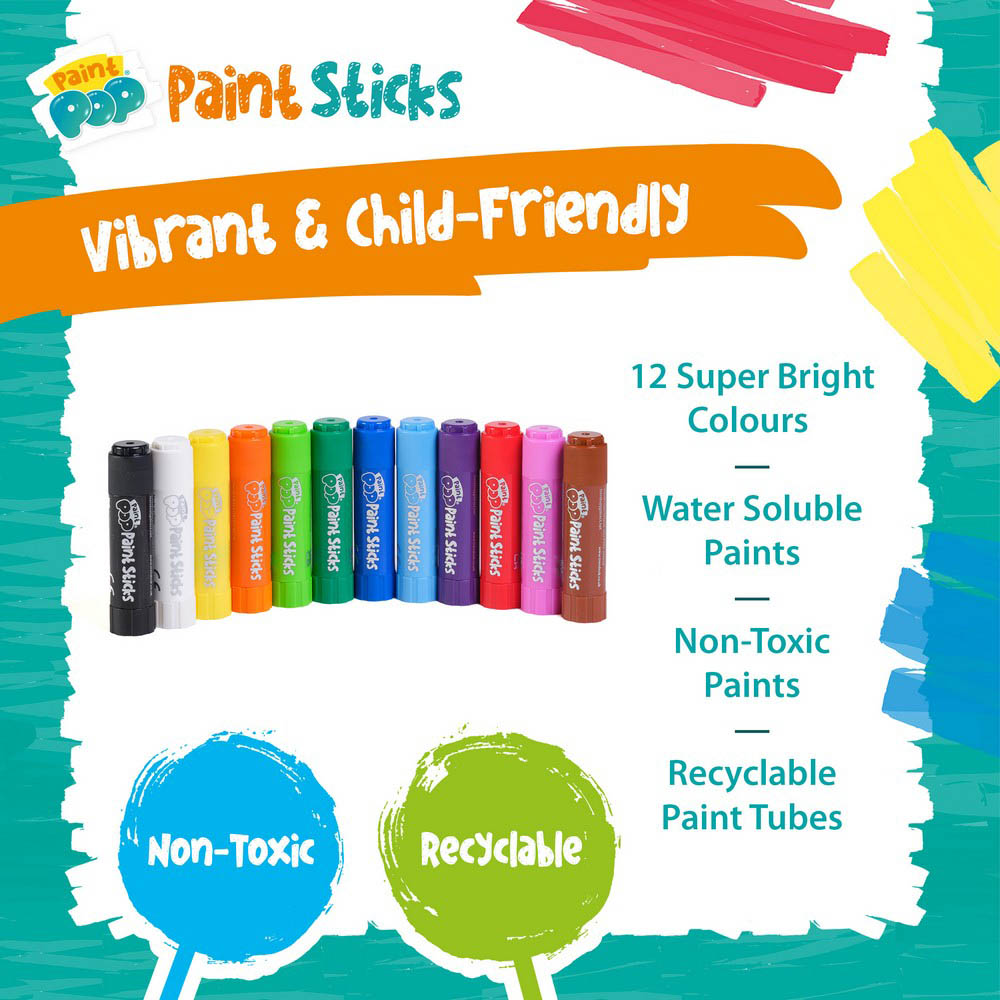 Paint Pop Classic Quick Dry Paint Sticks- 12 Pack